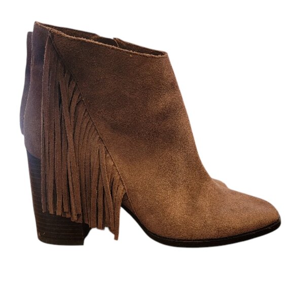 Arturo Chiang Suede Boots Reiden Fringe Tan Ankle Leather Taupe - Picture 2 of 12